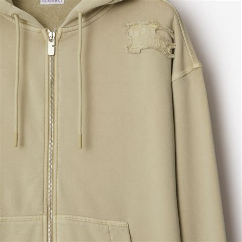 Cotton Blend Zip Hoodie in Safari 